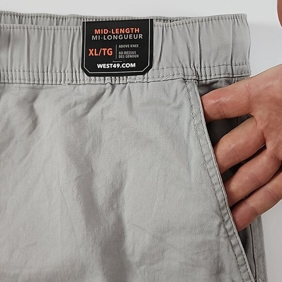 West 49 Men's Mid Length Above Knee Cotton Stretch Shorts Grey Tie Waist Size XL - Picture 4 of 14